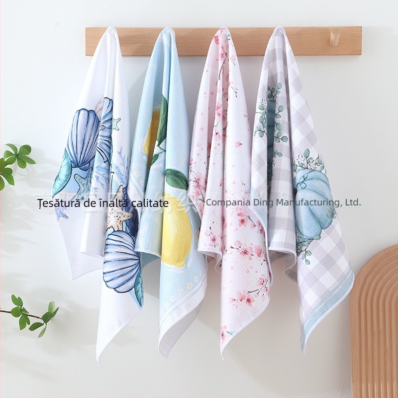 Prosop de bucătărie imprimat – microfibră, 300gsm, absorbție 5–10 s, țesătură simplă