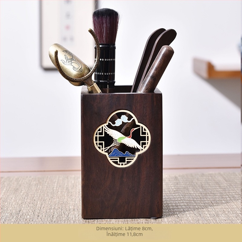 Set accesorii ceremonie ceai Ebony Kung Fu cu tavă — Material: Ebony; include lingură de ceai și perie de ceai; greutate 0,86 kg