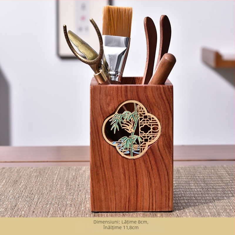 Set accesorii ceremonie ceai Ebony Kung Fu cu tavă — Material: Ebony; include lingură de ceai și perie de ceai; greutate 0,86 kg