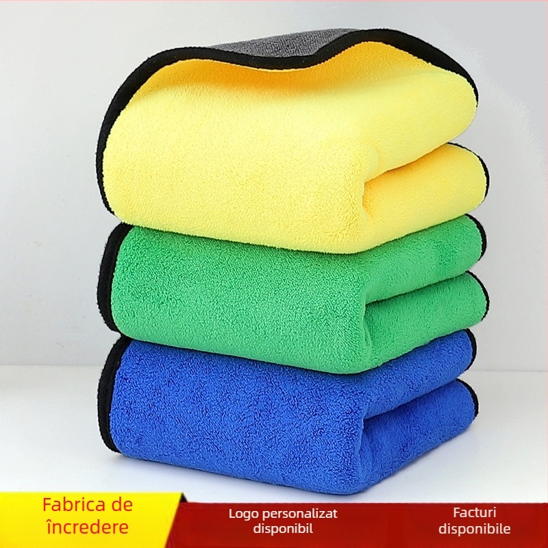 Prosop pentru spălarea mașinii din fleece coral, 500 g, fir amestecat, cusătură la margine, imprimare logo disponibil