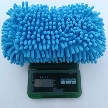 Mănușă de spălat mașini cu bloc de burete chenille, 70 g, fire combed yarn, 32 fibre, curățare puternică și absorbție ridicată