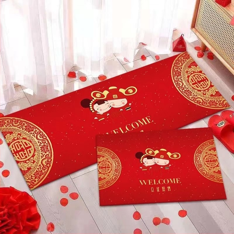 Covor dreptunghiular din poliester, finisaj imprimat și țesut, model desen animat, potrivit pentru living, dormitor sau hol, în stil chinezesc nou.