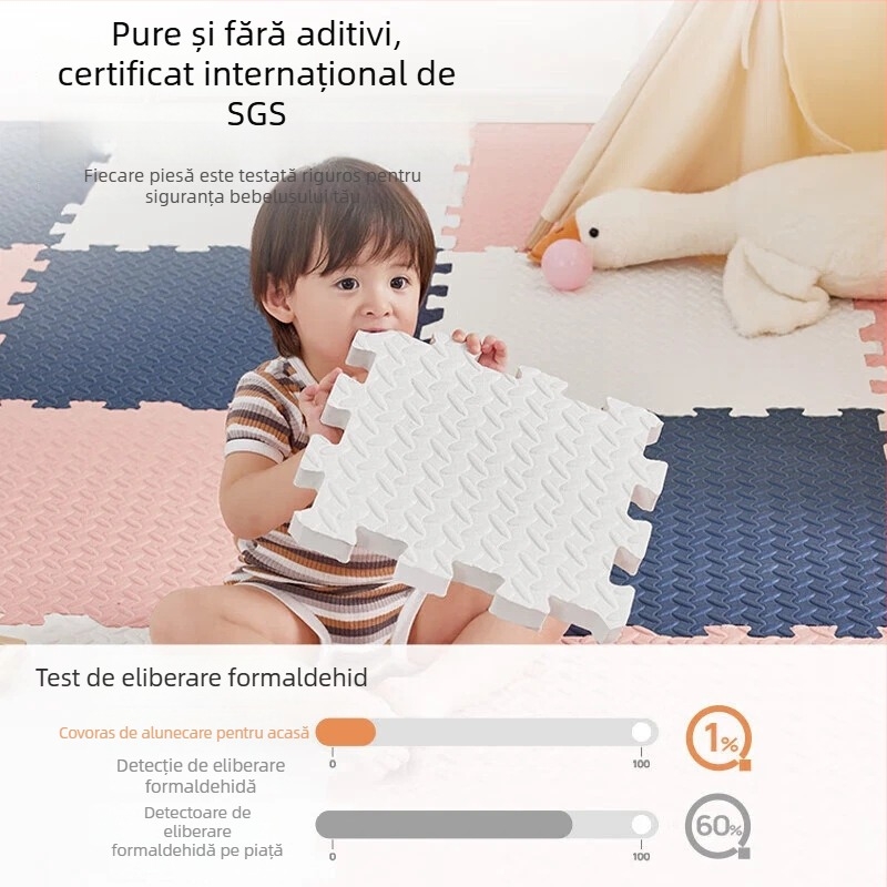 Covoraș de târâre din spumă, puzzle modular pătrat, material PE, lavabil, personalizabil
