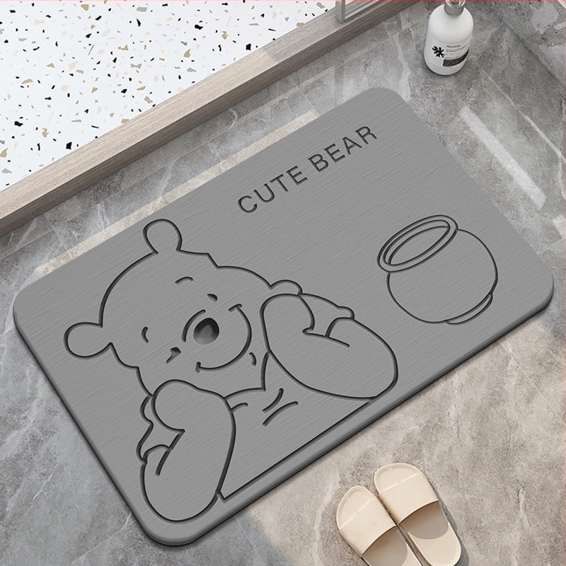 Covoraș de baie pentru picioare din diatomită, pătrat, model desen animat, din spumă, lavabil