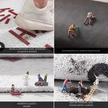 Covor de intrare cu design text, pentru uz casnic, PVC, imprimare, formă pătrată, text personalizabil