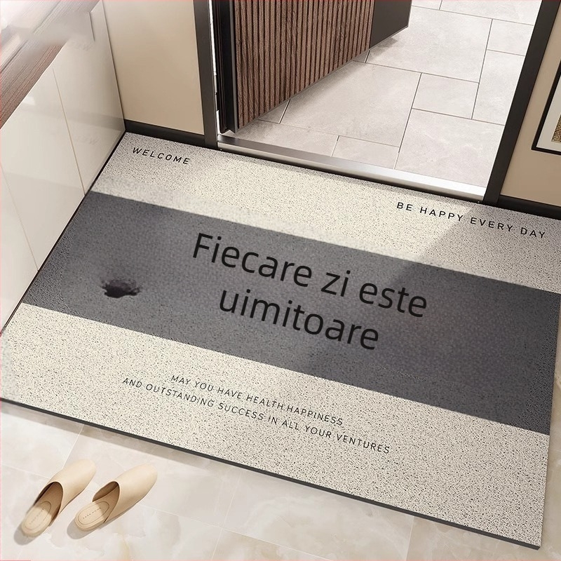 Covor de intrare cu design text, pentru uz casnic, PVC, imprimare, formă pătrată, text personalizabil
