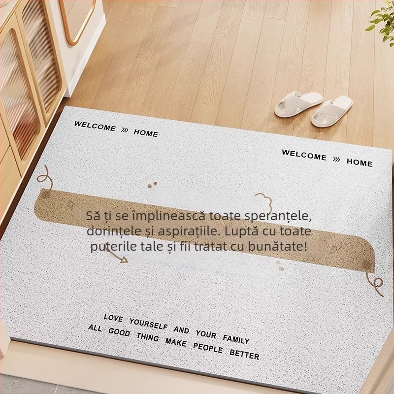 Covor de intrare cu design text, pentru uz casnic, PVC, imprimare, formă pătrată, text personalizabil