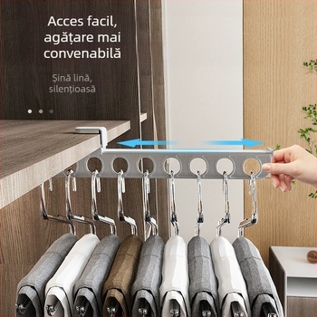 Raft pentru pantaloni pentru garderob cu mecanism glisant, material PP, pachet de 50 bucăți, producător independent, logo tipărit