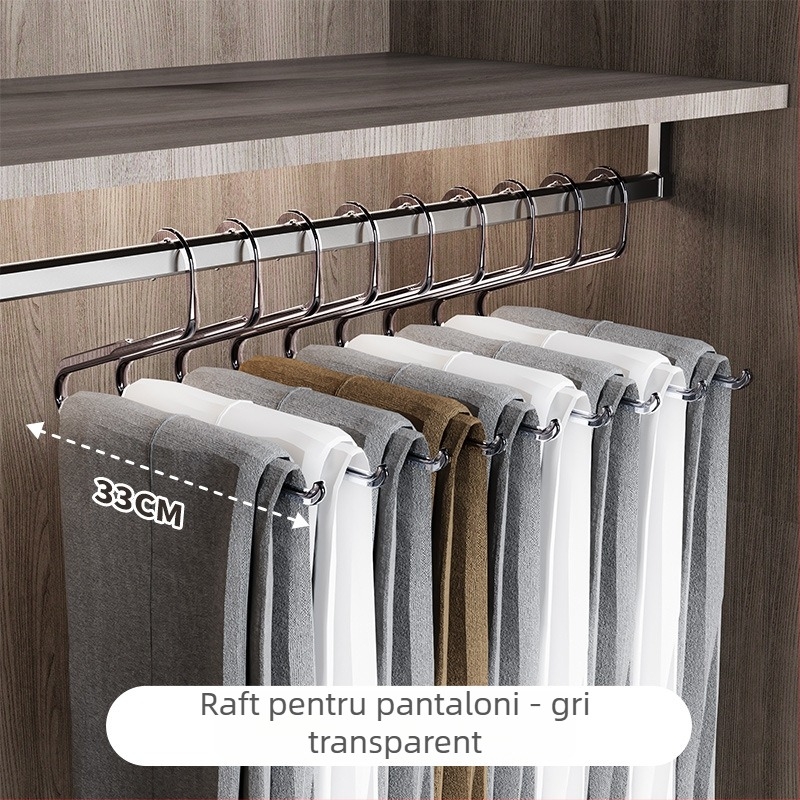 Raft pentru pantaloni pentru garderob cu mecanism glisant, material PP, pachet de 50 bucăți, producător independent, logo tipărit