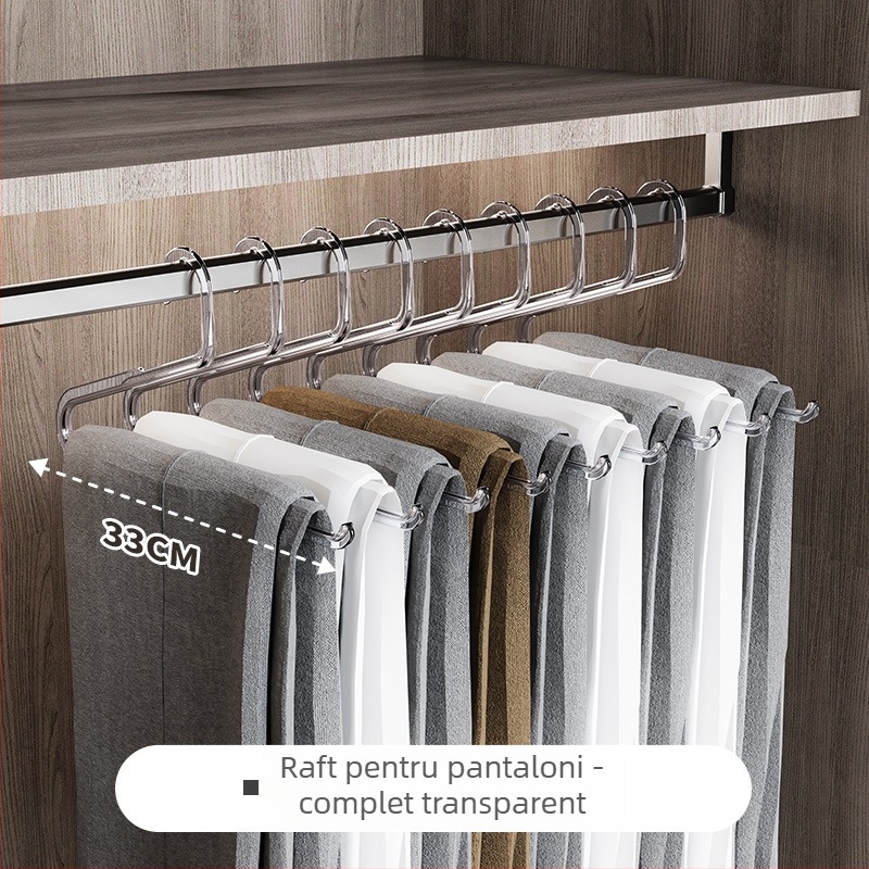 Raft pentru pantaloni pentru garderob cu mecanism glisant, material PP, pachet de 50 bucăți, producător independent, logo tipărit