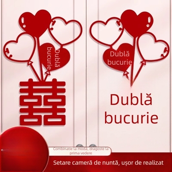 Set decor nunți pentru dulapuri, ferestre și uși de dormitor – decupaj de fereastră cu cuvântul Fericire pentru decorarea pereților