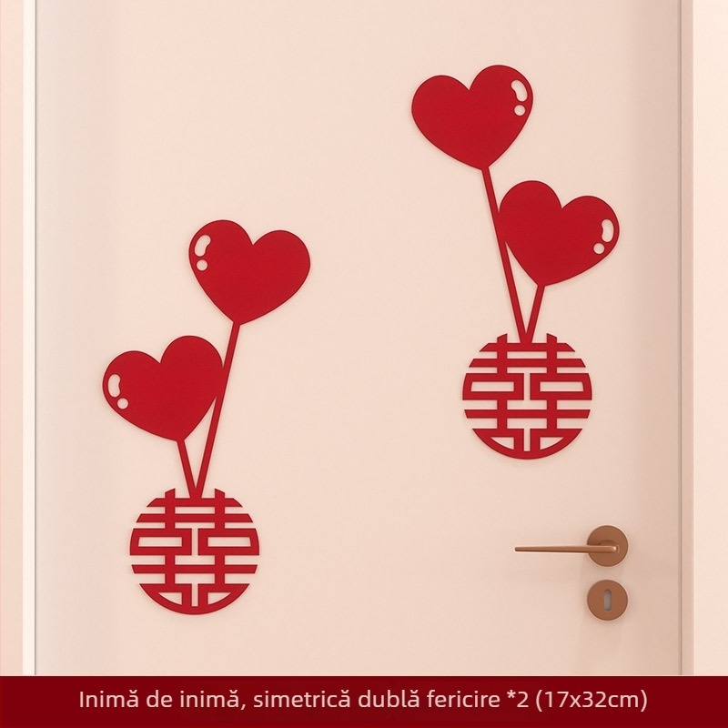 Set decor nunți pentru dulapuri, ferestre și uși de dormitor – decupaj de fereastră cu cuvântul Fericire pentru decorarea pereților