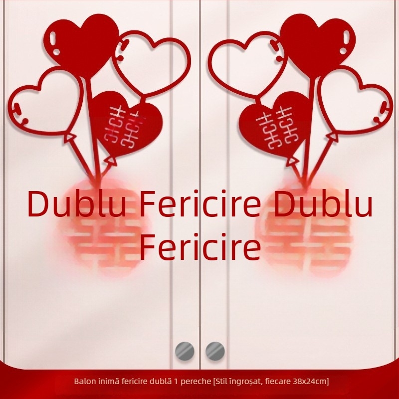 Set decor nunți pentru dulapuri, ferestre și uși de dormitor – decupaj de fereastră cu cuvântul Fericire pentru decorarea pereților