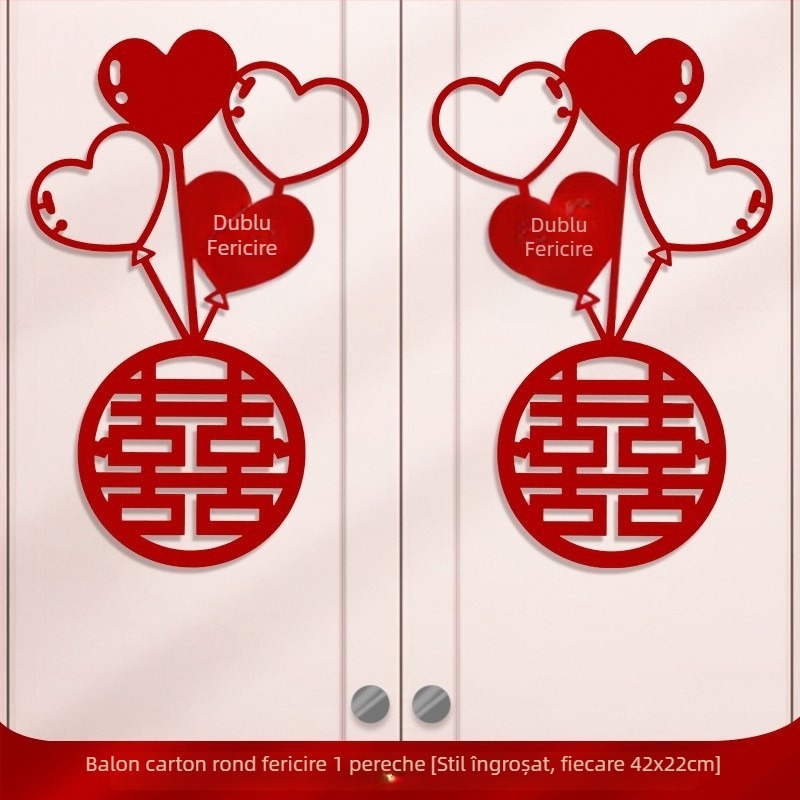 Set decor nunți pentru dulapuri, ferestre și uși de dormitor – decupaj de fereastră cu cuvântul Fericire pentru decorarea pereților