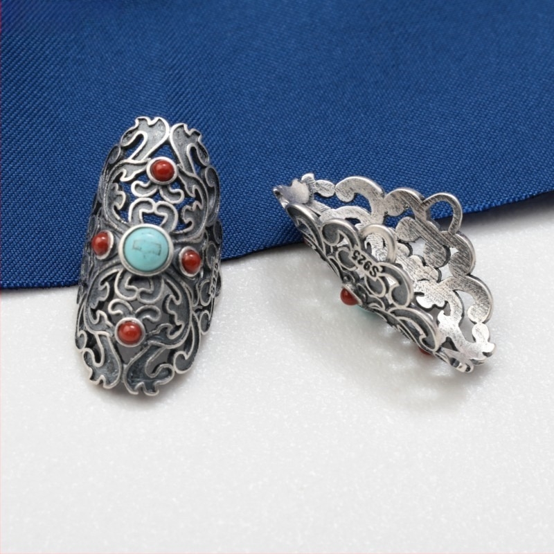 Accesoriu DIY pentru bijuterii cu motiv phoenix-lotus-bat-flower, argint 925, design retro