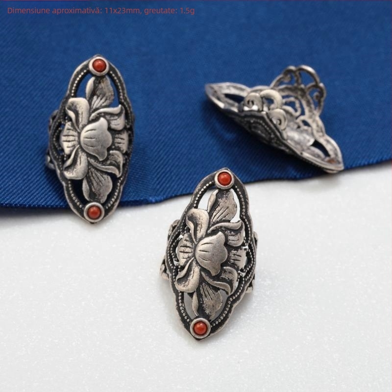 Accesoriu DIY pentru bijuterii cu motiv phoenix-lotus-bat-flower, argint 925, design retro