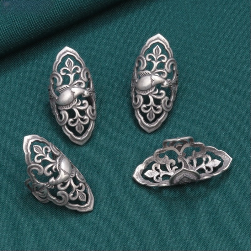 Accesoriu DIY pentru bijuterii cu motiv phoenix-lotus-bat-flower, argint 925, design retro