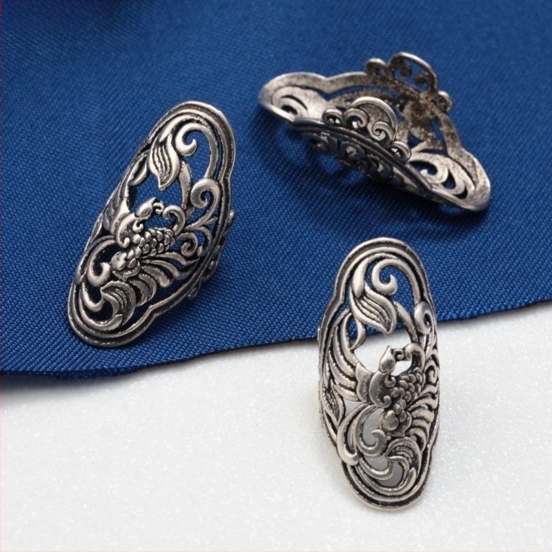 Accesoriu DIY pentru bijuterii cu motiv phoenix-lotus-bat-flower, argint 925, design retro