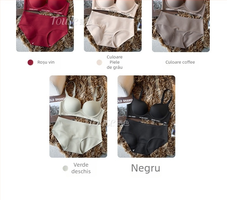 Set sutiene din modal, Cupa 3/4, Cupe modelate cu vârf subțire și bază groasă, Bretele fixe, duble, Funcții: adunare, fără cusături, push-up