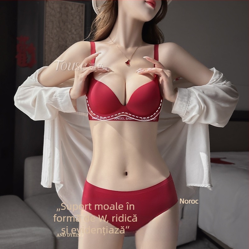 Set sutiene din modal, Cupa 3/4, Cupe modelate cu vârf subțire și bază groasă, Bretele fixe, duble, Funcții: adunare, fără cusături, push-up