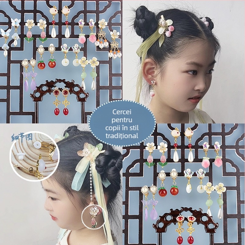 Clips pentru urechi — stil antic, design pentru copii, aliaj, lucru manual, motiv Prințesa Anna