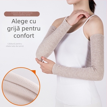 Mănuși pentru antebraț pentru bărbați, căptușite cu polar, cu degete parțiale, calde iarna, primăvara și toamna