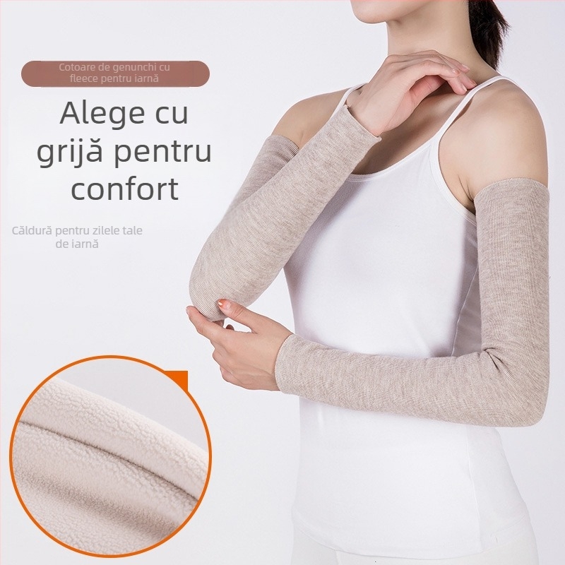 Mănuși pentru antebraț pentru bărbați, căptușite cu polar, cu degete parțiale, calde iarna, primăvara și toamna