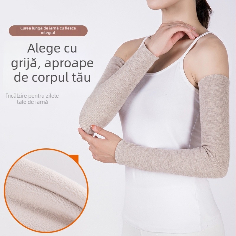 Mănuși pentru antebraț pentru bărbați, căptușite cu polar, cu degete parțiale, calde iarna, primăvara și toamna