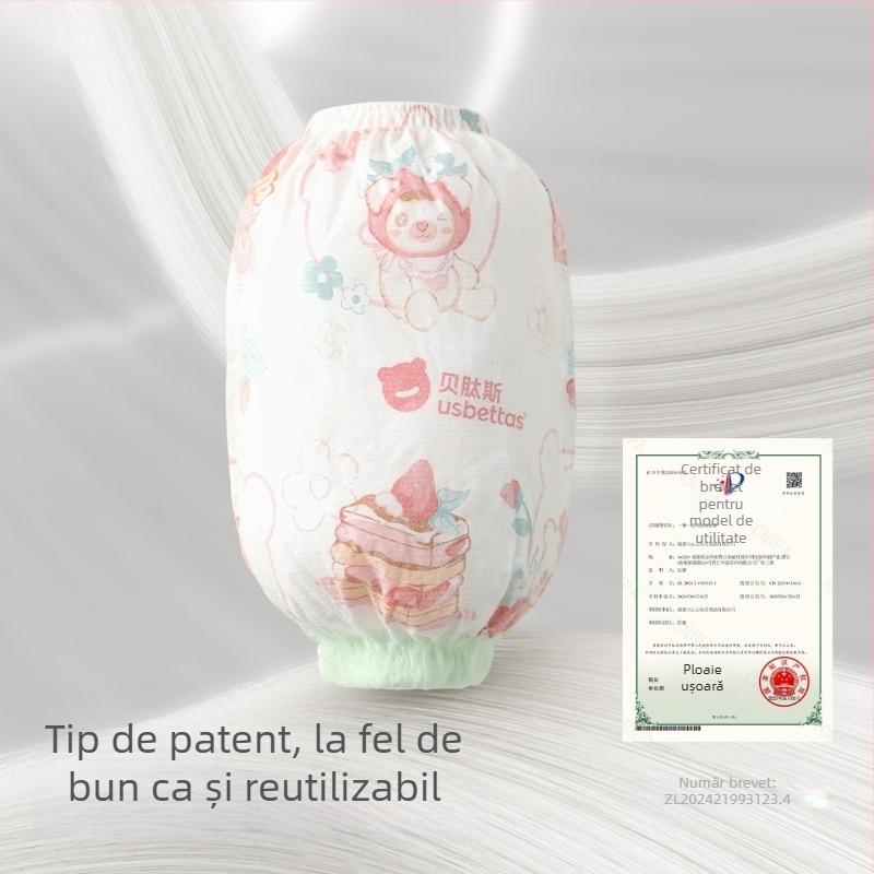 Manșete de unică folosință pentru copii — impermeabile, anti-murdărire, rezistente la ulei; model Cartoon; Beites; pentru copii sub 1 an; materiale: țesătură nețesută, peliculă PE, elastan