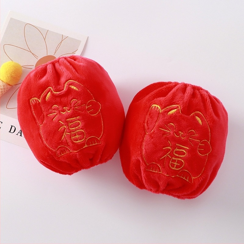 Manșete calde pentru copii în stil chinezesc, broderie cu design desen animat, unisex, material velur cristal, vârste 1–8 ani, toamnă 2024