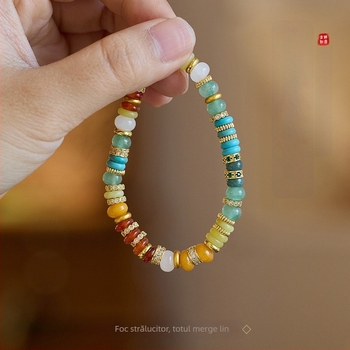 Brățară din pietre multiple, lucrată manual pentru femei — design geometric, inspirație naturală, Feiyi