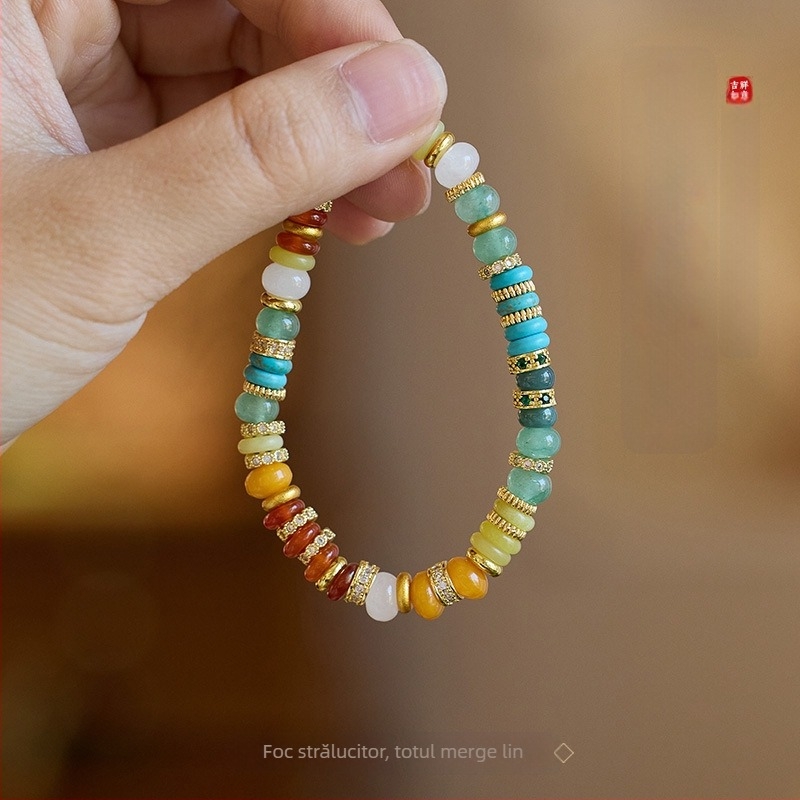 Brățară din pietre multiple, lucrată manual pentru femei — design geometric, inspirație naturală, Feiyi