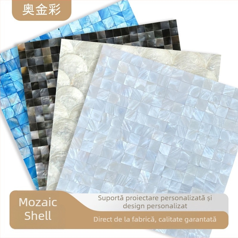 Mozaic cu scoică autoadeziv pentru perete interior — model puzzle, impermeabil, suprafață lucioasă (Material: Scoică; Model: Puzzle; Scop special: Rezistent la apă; Spațiu aplicabil: Perete interior; Suprafață: Lucioasă)