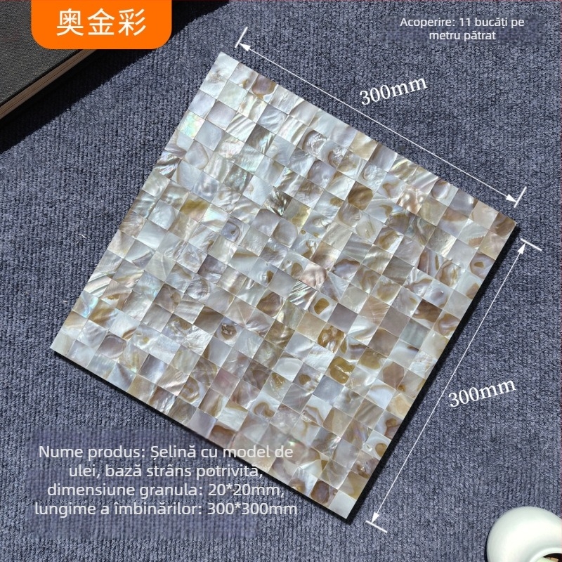Mozaic cu scoică autoadeziv pentru perete interior — model puzzle, impermeabil, suprafață lucioasă (Material: Scoică; Model: Puzzle; Scop special: Rezistent la apă; Spațiu aplicabil: Perete interior; Suprafață: Lucioasă)