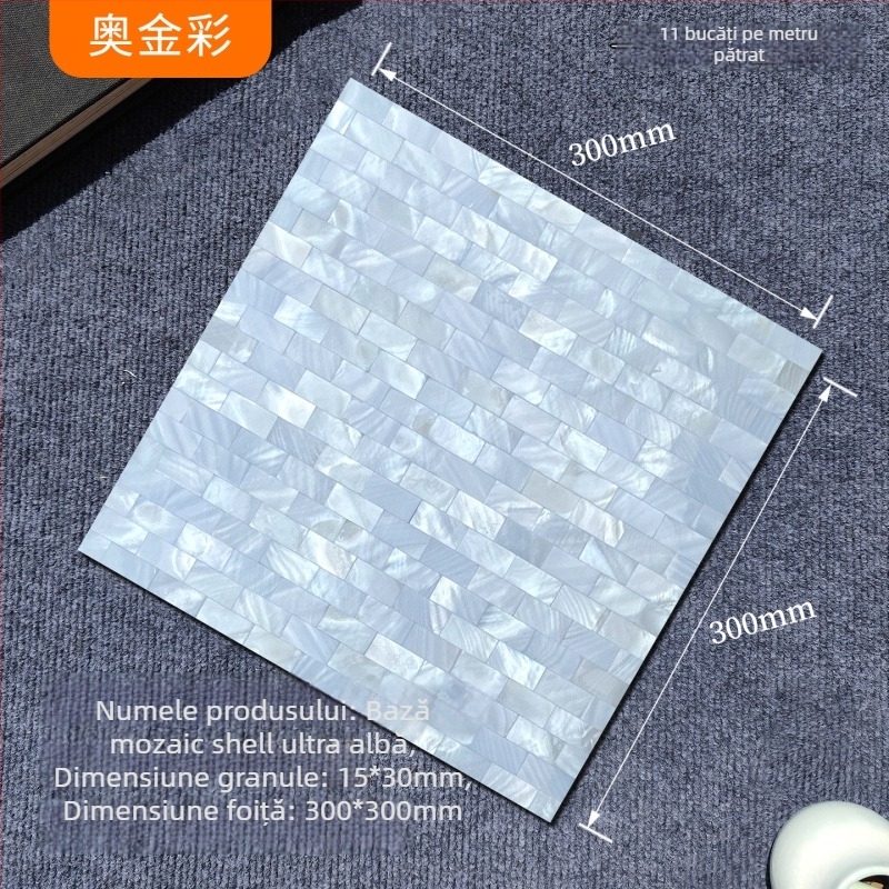 Mozaic cu scoică autoadeziv pentru perete interior — model puzzle, impermeabil, suprafață lucioasă (Material: Scoică; Model: Puzzle; Scop special: Rezistent la apă; Spațiu aplicabil: Perete interior; Suprafață: Lucioasă)