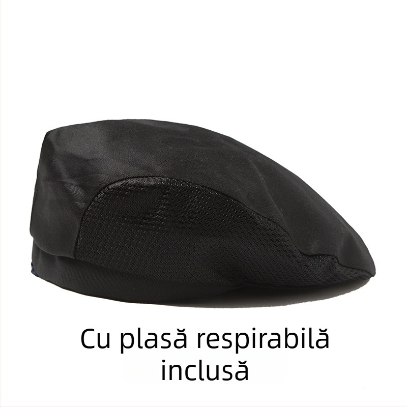 Beret de bucătărie de vară cu plasă respirabilă, poliester, logo imprimat, șapcă de lucru pentru catering