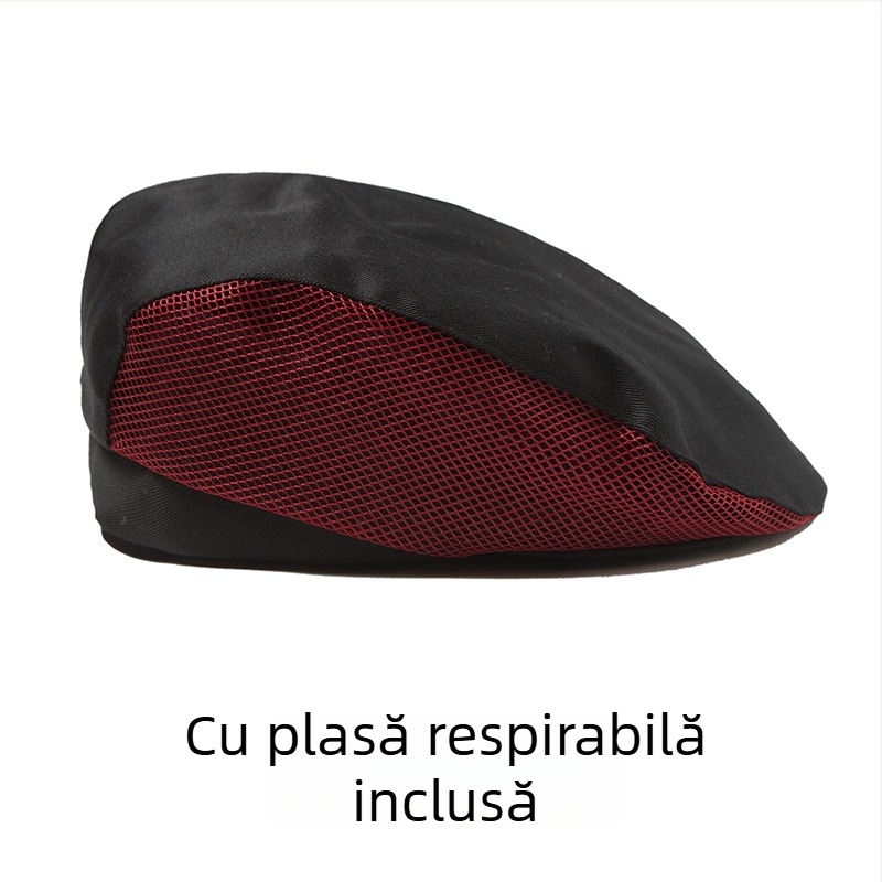 Beret de bucătărie de vară cu plasă respirabilă, poliester, logo imprimat, șapcă de lucru pentru catering