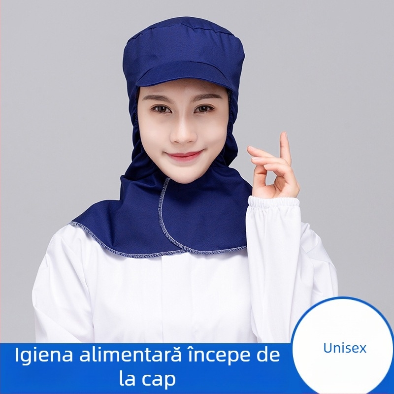 Pălărie-pulover din bumbac, unisex, cu glugă și vizier scurt, protecție împotriva prafului pentru o fabrică de produse alimentare; personalizare logo