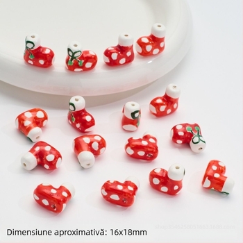 Accesorii pentru cercei – Mărgele ceramice pentru bijuterii DIY – Serie de Crăciun, mărgele brodate, model nobil, stil proaspăt și dulce, Primăvara 2025