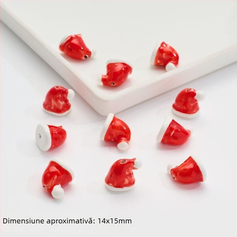 Accesorii pentru cercei – Mărgele ceramice pentru bijuterii DIY – Serie de Crăciun, mărgele brodate, model nobil, stil proaspăt și dulce, Primăvara 2025