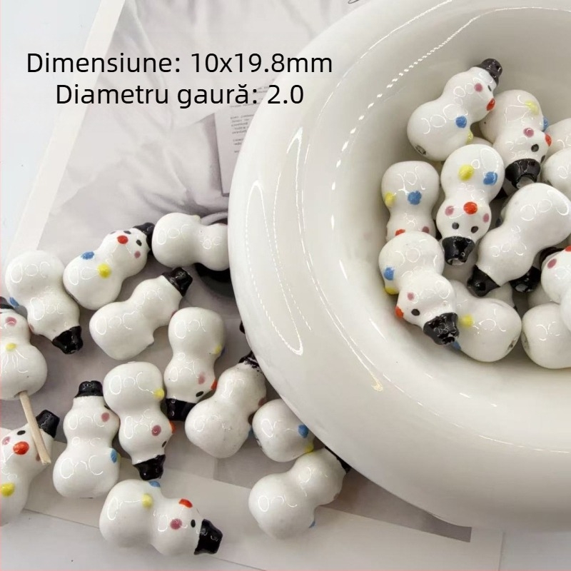 Accesorii pentru cercei – Mărgele ceramice pentru bijuterii DIY – Serie de Crăciun, mărgele brodate, model nobil, stil proaspăt și dulce, Primăvara 2025
