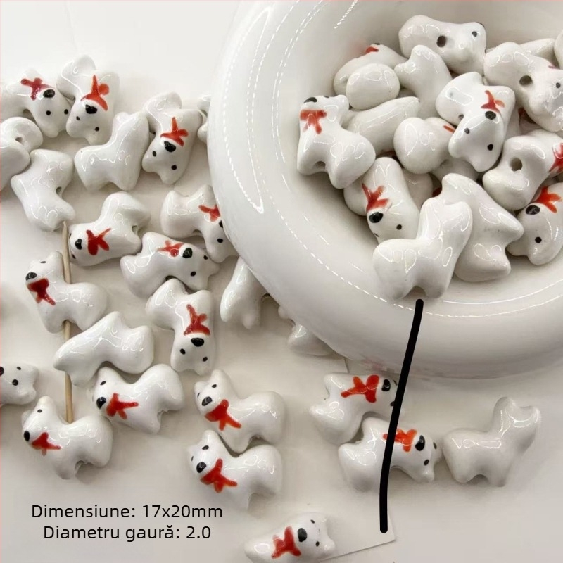Accesorii pentru cercei – Mărgele ceramice pentru bijuterii DIY – Serie de Crăciun, mărgele brodate, model nobil, stil proaspăt și dulce, Primăvara 2025