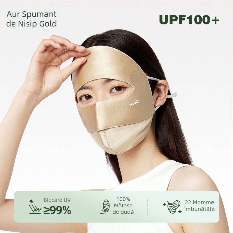 Mască facială cu protecție solară, din mătase de mulberry, design minimalist și versatil, acoperire parțială