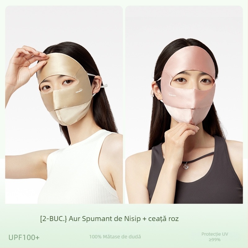 Mască facială cu protecție solară, din mătase de mulberry, design minimalist și versatil, acoperire parțială