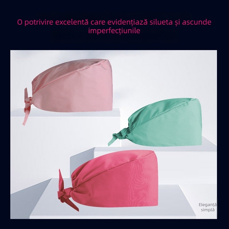 Pălărie de operație pentru adulți, 100% bumbac, model desen animat, vârf dom, margine plată, imprimare logo, cusut