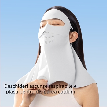 Meetsunny mască de protecție solară pentru gât și față, cu plasă Ice Silk, respirabilă, protecție UV, uscare rapidă, stil șal