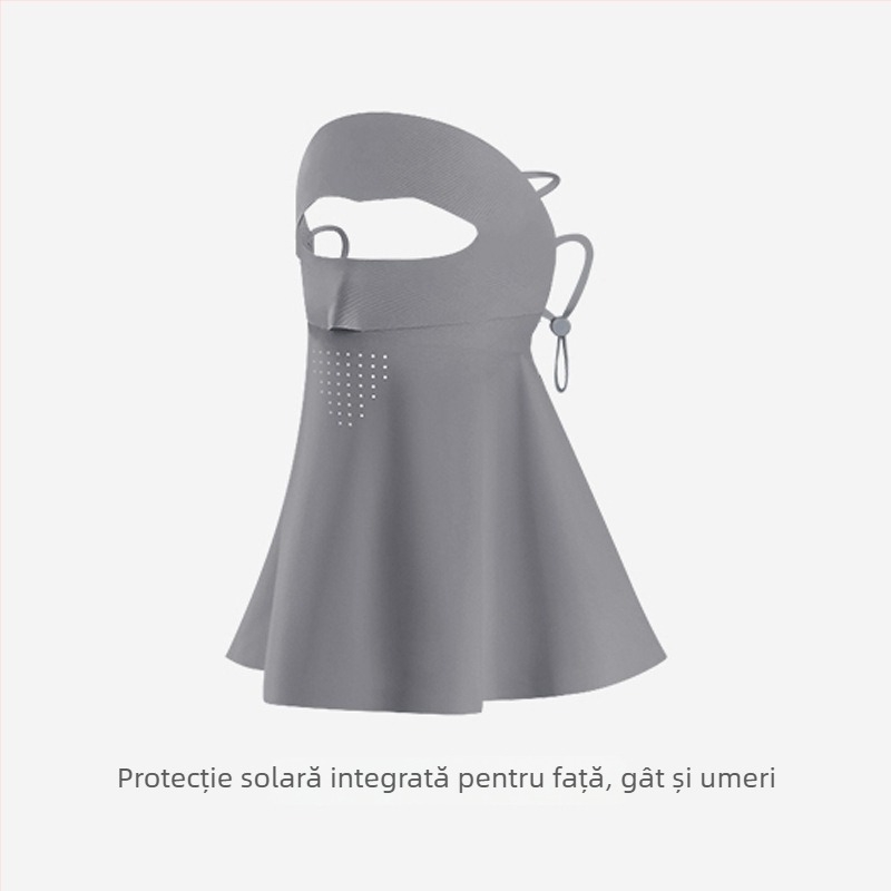 Meetsunny mască de protecție solară pentru gât și față, cu plasă Ice Silk, respirabilă, protecție UV, uscare rapidă, stil șal