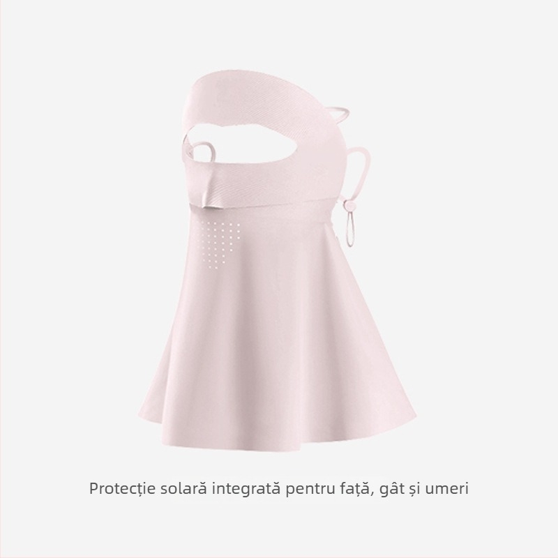 Meetsunny mască de protecție solară pentru gât și față, cu plasă Ice Silk, respirabilă, protecție UV, uscare rapidă, stil șal