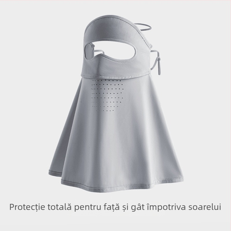 Meetsunny mască de protecție solară pentru gât și față, cu plasă Ice Silk, respirabilă, protecție UV, uscare rapidă, stil șal