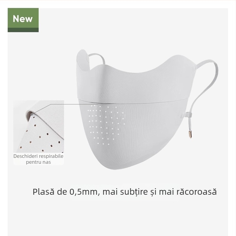 Meetsunny mască de protecție solară pentru gât și față, cu plasă Ice Silk, respirabilă, protecție UV, uscare rapidă, stil șal